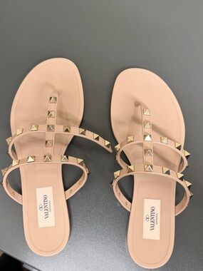 Valentino PVC Rockstud Strap Thong Sandals